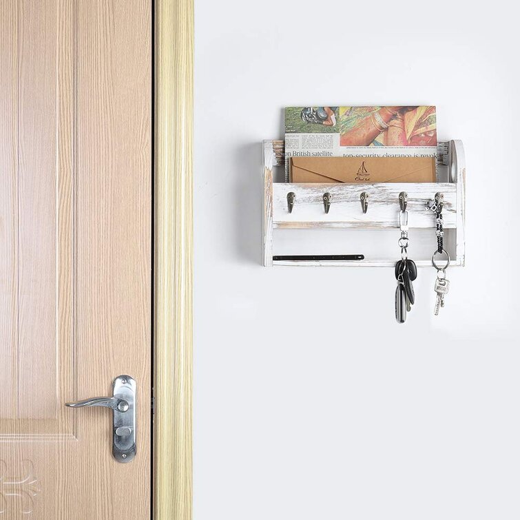 Bibb Solid Wood Wall Organizer with Key Hooks